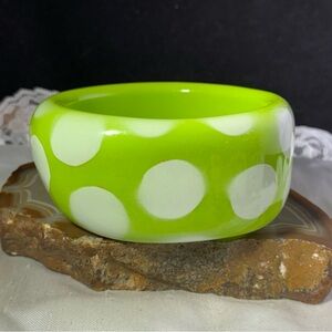 Lime Green Polka Dot Bangle Bracelet